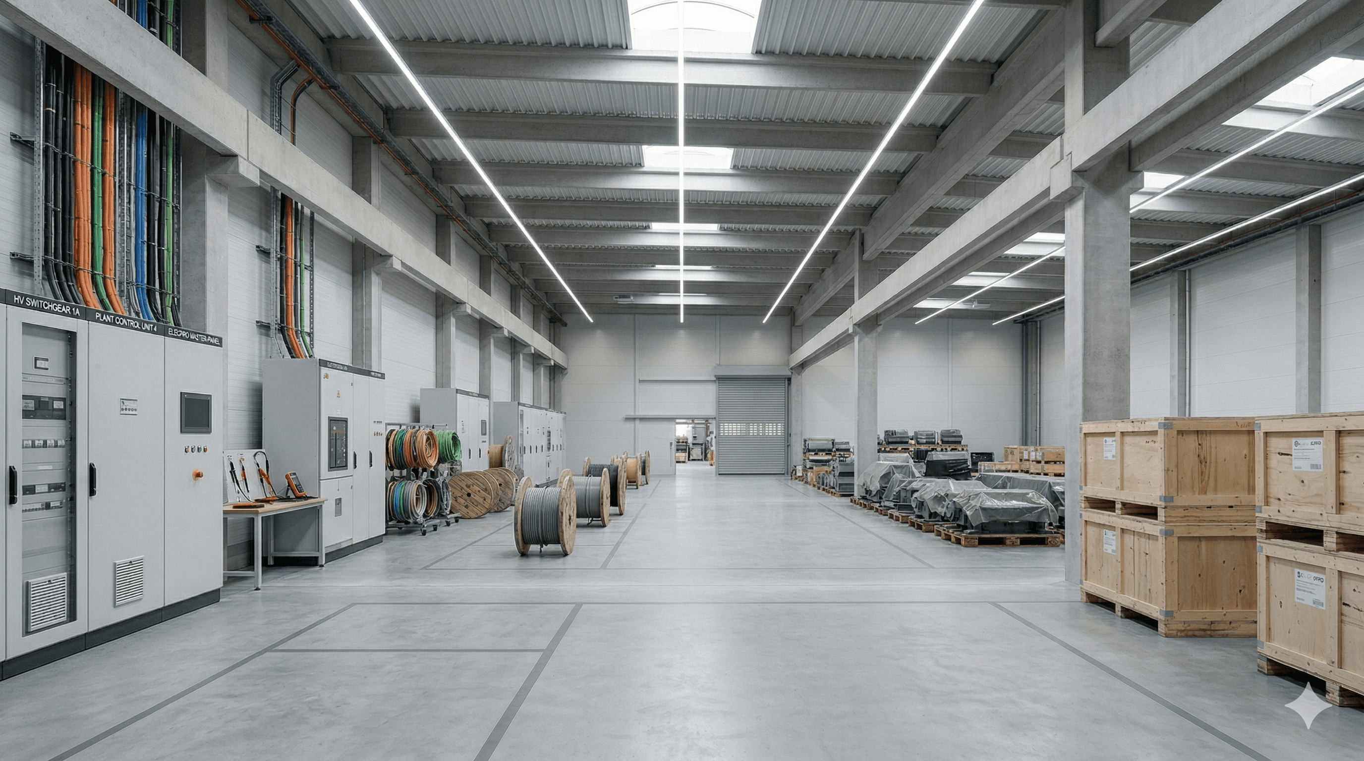 Prace elektryczne w nowoczesnym obiekcie przemysłowym